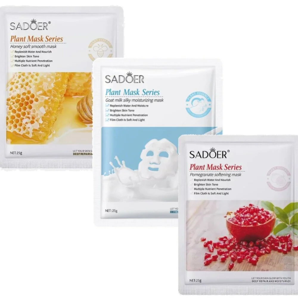 3 SADOER Korean Mask Facial Sheet Beauty Sheet Face Skin Moisturising Masks - Picture 1 of 4